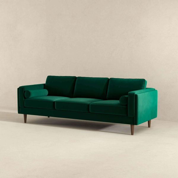 Amber Mid Century Modern Dark Green Luxury Modern Velvet Sofa Online Sale