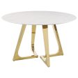 Gwynn Round Dining Table with Marble Top and Stainless Steel Base White and Gold For Cheap