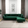 Mano  L-Shaped Velvet Sectional Sofa In Green Right Facing Discount