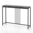 47 Inch Console Table Narrow Entryway Table with Faux Marble Tabletop For Discount