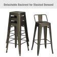 30 Inch Set of 4 Vintage Metal Bar Stool with Removable Middle Back Cheap