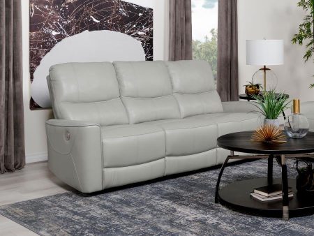 Greenfield Upholstered Power Reclining Sofa Ivory Cheap