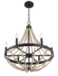 Starry Wood Chandelier Farmhouse Six Candle Light Wood Beaded Black Pendant Light for Dining Room For Discount