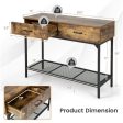 2 Drawers Industrial Console Table with Steel Frame for Small Space For Discount