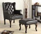 Roberts Button Tufted Back Accent Chair With Ottoman Black And Espresso Hot on Sale