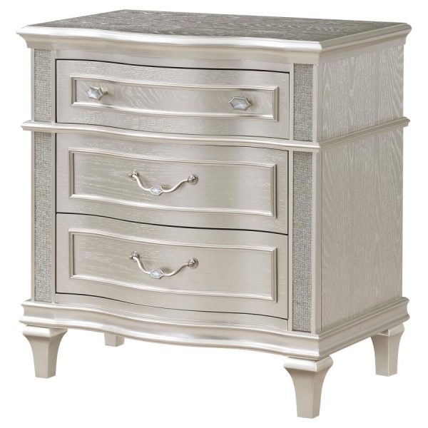 Evangeline 3-Drawer Nightstand Silver Oak Online Sale