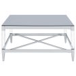 Lindley Square Coffee Table with Acrylic Legs and Tempered Mirror Top Chrome Discount