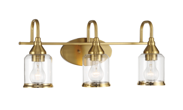 Twilight Three Lights Brushed Gold Contemporary Vanity Light 22 W × 10 H × 7.48 E with Clear Glass Hot on Sale