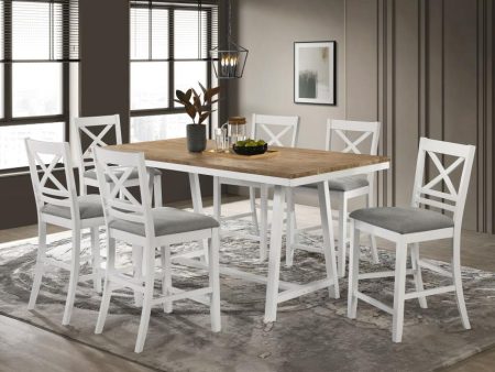 Hollis 7-piece Rectangular Counter Height Dining Set Brown and White on Sale