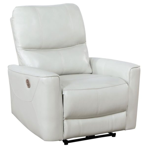 Greenfield Upholstered Power Recliner Chair Ivory Discount