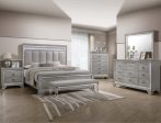 Vail Upholstered Bed with Mirrored Accents Discount