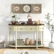 Retro Curved Console Table with Drawers and Solid Wood Legs Sale