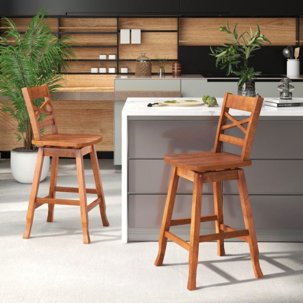 Swivel 24-Inch Counter Height Stool Set of 2 with Inclined Backrest Cheap