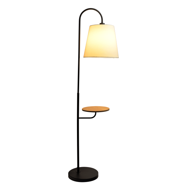 Seoul Black Floor Lamp with Rotary Switch Wood Table Metal Base Sale