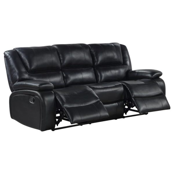 Camila 2-piece Upholstered Motion Reclining Sofa Set Black Cheap