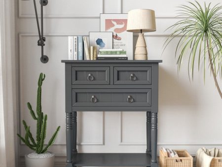 Narrow Console Table with 3 Storage Drawers and Open Bottom Shelf Discount