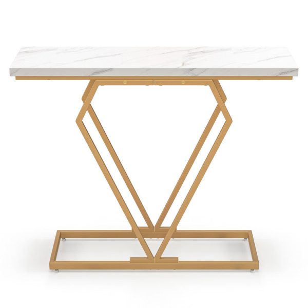 Gold Console Table with Diamond Shape Geometric Frame For Cheap