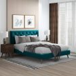 Dillon  Teal Velvet Platform Bed(Queen Size) Online Sale