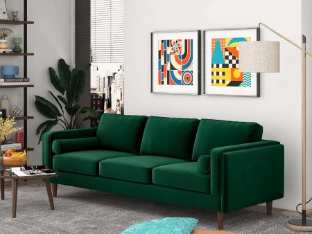 Amber Mid Century Modern Dark Green Luxury Modern Velvet Sofa Online Sale