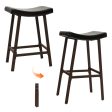 Bar Stools Set of 2 with PU Leather Upholstered Saddle Seat and Footrest Fashion