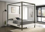 Monroe Upholstered Canopy Platform Bed Vanilla and Black Sale