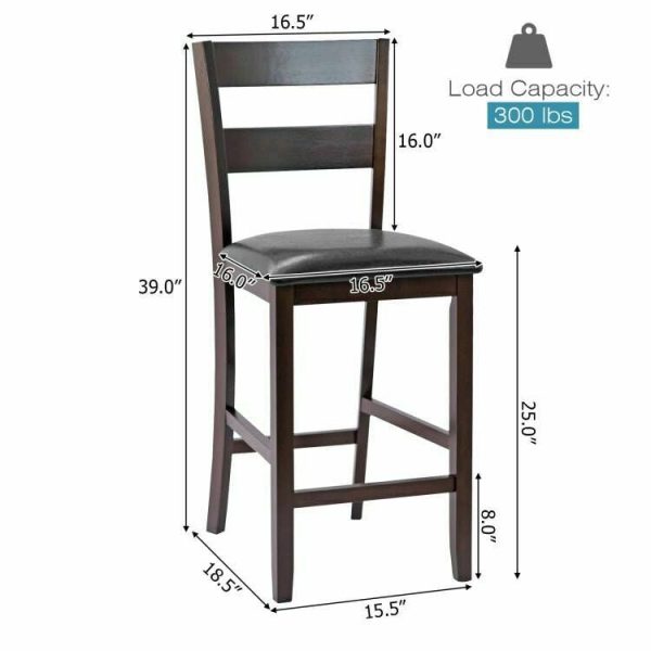 2-Pieces Upholstered Bar Stools Counter Height Chairs with PU Leather Cover Cheap