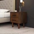 Logan Mid Century Modern Walnut Nightstand Bed Side Tables With 2 Drawers Cheap