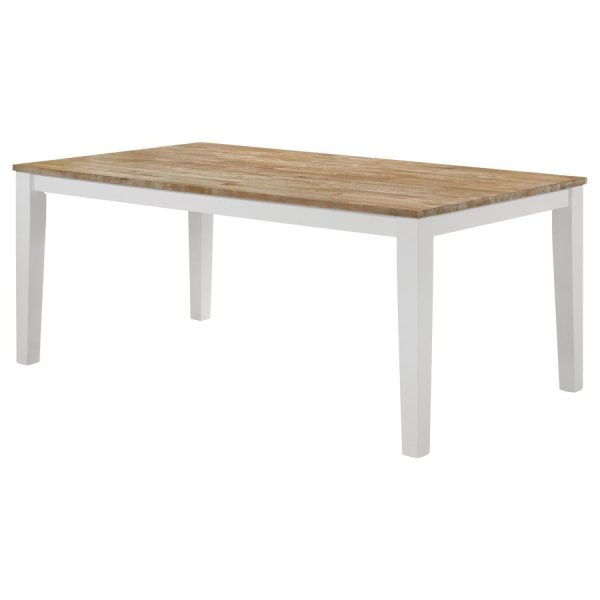 Hollis Rectangular Solid Wood Dining Table Brown and White Hot on Sale