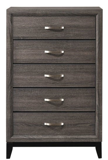 Akerson 5 Drawer Grey Chest Online Sale