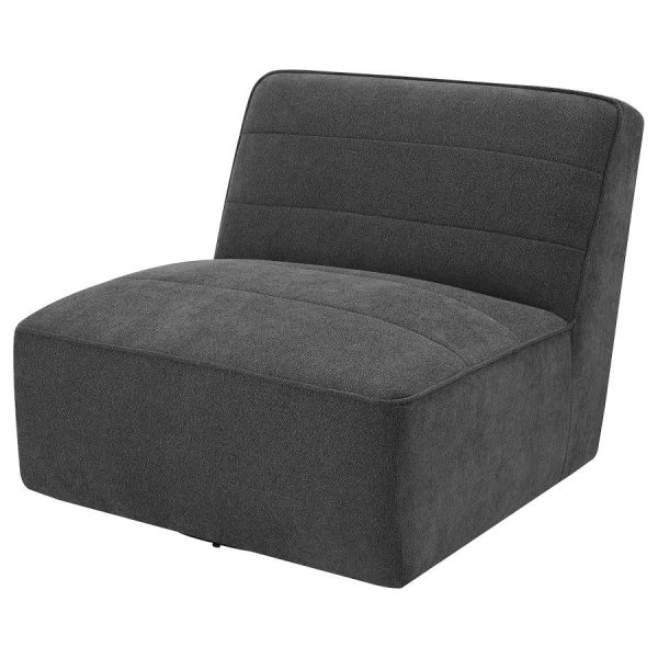 Cobie Upholstered Swivel Armless Chair Dark Charcoal Sale