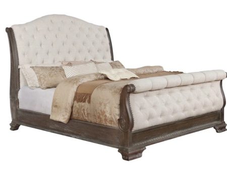 Sheffield Antique Gray Upholstered Sleigh Bed Hot on Sale