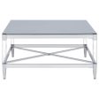 Lindley Square Coffee Table with Acrylic Legs and Tempered Mirror Top Chrome Discount