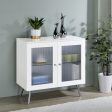 Nieta 2-tier Accent Cabinet with Glass Shelf White High Gloss and Chrome Fashion