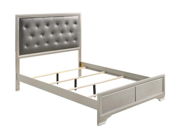 Salford Panel Bed Metallic Sterling and Charcoal Grey For Cheap