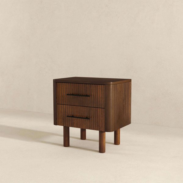 Logan Mid Century Modern Walnut Nightstand Bed Side Tables With 2 Drawers Cheap