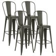 30 Inch Set of 4 Modern Metal Industrial Bar Stools with Removable High Back Online Hot Sale