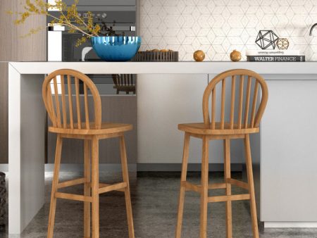 2 Pieces 30 Inch Height Wodden Bar Stools with Backrest Online now