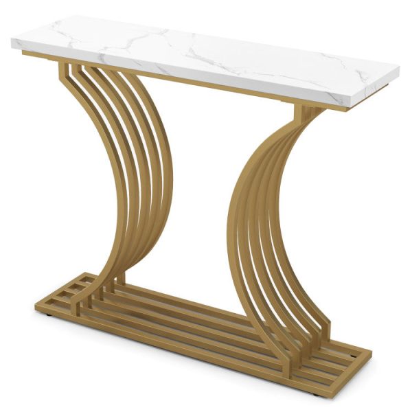 39-Inch Gold Entryway Table Modern Console Table with Faux Marble Tabletop Cheap