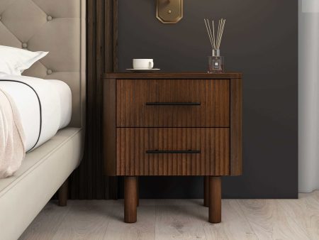 Logan Mid Century Modern Walnut Nightstand Bed Side Tables With 2 Drawers Cheap