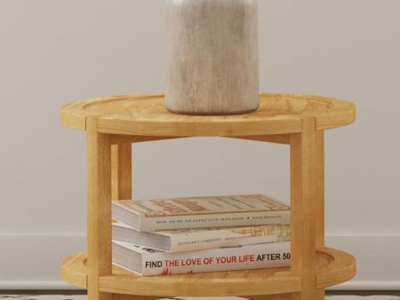 Camillo Round Solid Wood Side End Table Maple Brown Online