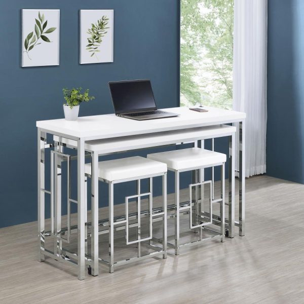 Jackson 4-piece Multipurpose Counter Height Table Set White and Chrome Online