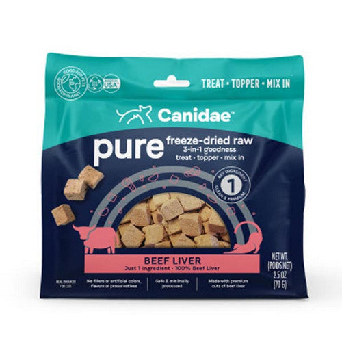 PURE Goodness Freeze Dried Raw 3 in 1 Cat Treat Topper Beef Liver 6 Count   2.5 Oz by Canidae on Sale