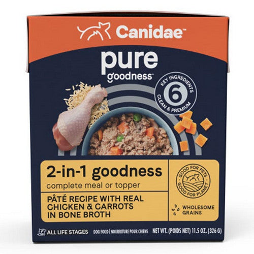 PURE goodness 2 in 1 Pate Wet Dog Food Chicken And Carrots in Bone Broth 12 Count   11.5 Oz by Canidae For Sale